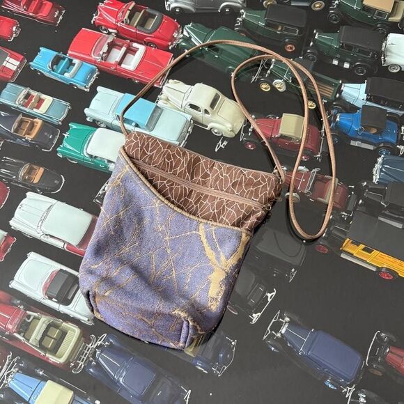 Maruca Handmade Crossbody Bag Purse Funky Crackle Earthy Boho Print - Picture 2 of 5